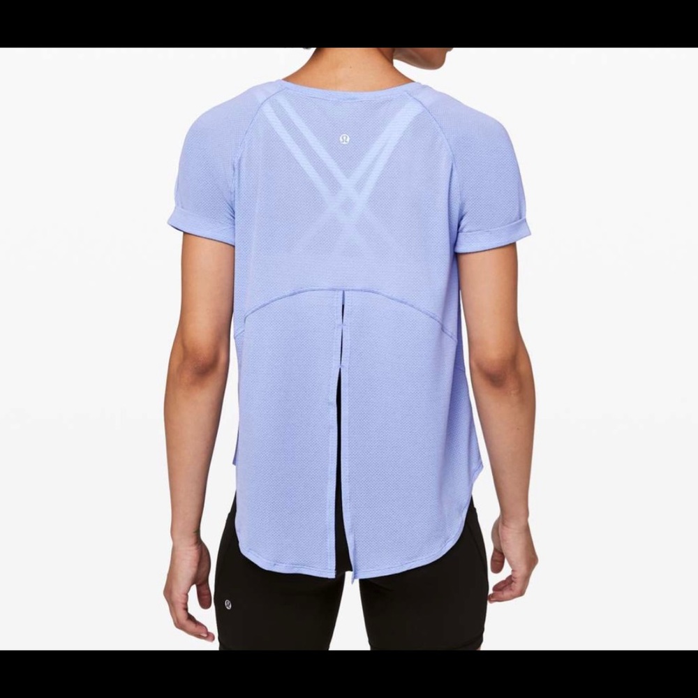 Lululemon Open Up Tie Back T Shirt Hydrangea Blue Style Number: W3BIES